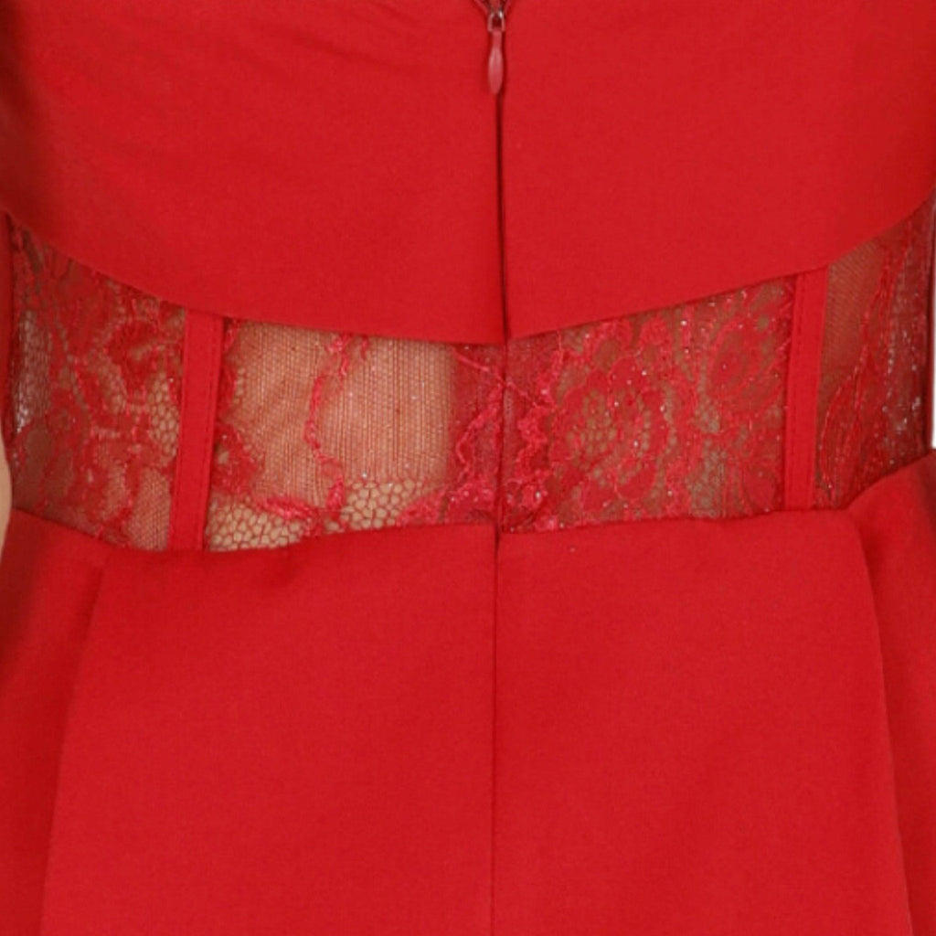 Daisy Strapless Lace Corset Dress (Red)