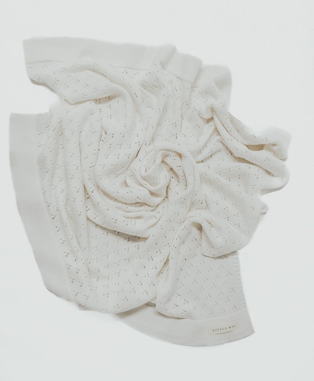 Vanilla White Pointelle Knit Blanket