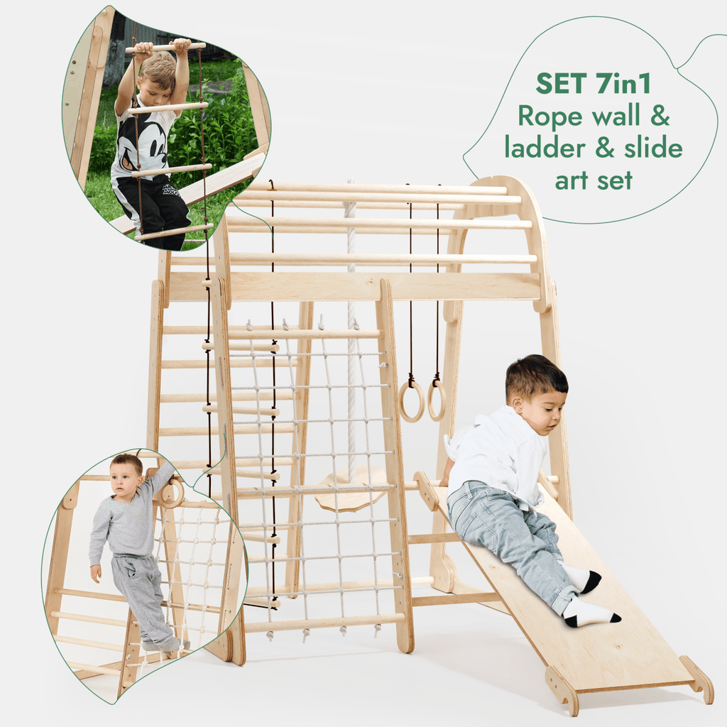 Indoor Playground for Children - 7in1 Playground + Swings Set + Slide Board + Art Set